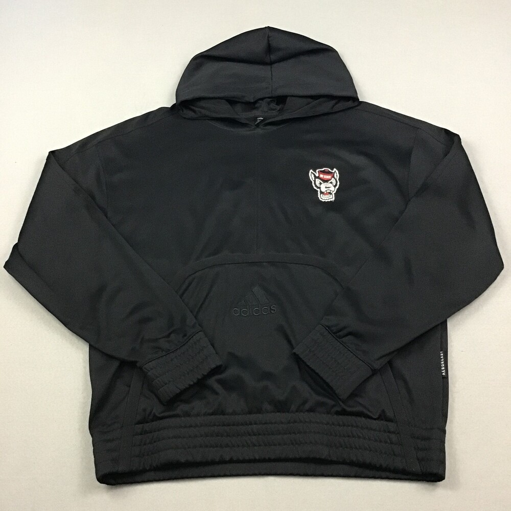 NC State Wolfpack Hoodie Men Large Black Adidas Aeroready Sweatshirt Pullover L